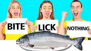 Bite, Lick or Nothing Challenge #4 Prank Wars by BooBoom Challenge
