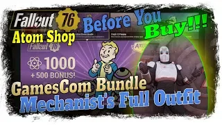 Fallout 76 Mechanist's Helmet & Outfit from GamesCom Atom Bonus Bundle (Atom Shop Before You Buy)