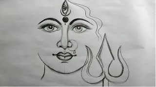 how to draw maa durga  face pencil sketch for beginners step by step,how to draw maa durga,