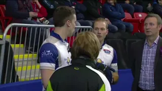 "Unusual to say the least..." Geoff Walker throws last rock for Team Gushue (2015 Masters [QF-4E])