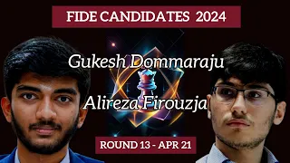 Gukesh Dommaraju vs Alireza Firouzja | FIDE Candidates Chess Tournaments 2024 - Round 13 - Apr, 20