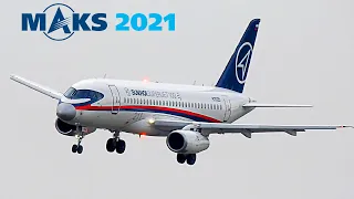 Пилотаж и "посадка по афгански" Сухой Суперджет SSJ-100 на МАКС 2021