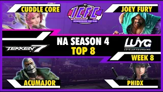 ICFC NA Season 4 Week 8 Top 8: Cuddle_Core, Joey Fury, Acumajor, PhiDX【Tekken 7 4.22】