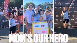 RACE DAY! MOM FINISHES HER FIRST HALF MARATHON RACE AND MAKES US ALL CRY