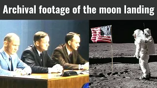 Archival footage of the moon landing