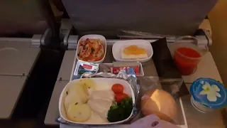 Double decker Airbus A380. Peasant Class lunchie on Emirates from Bangkok to Dubai