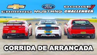 Ford Mustang King Cobra vs Chevy Camaro vs Dodge Challenger SRT: CORRIDA DE ARRANCADA