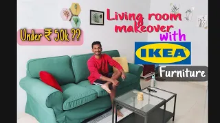 Living room makeover with IKEA furniture | Ektorp 3 seated Sofa | VITTSJÖ Coffee Tea table in budget