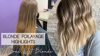 BLONDE FOILAYAGE HIGHLIGHTS | Natural, Soft Blonde EASY Transformation