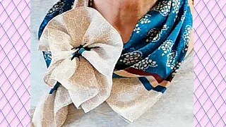 ♡対角線に折り可愛い花そつくる【スカーフの巻き方】how to wear scarves with  a cute flower in different style