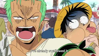 Zoro And Luffy Eating With Friend Teach, Zoro Afraid About Luffy (English Sub)