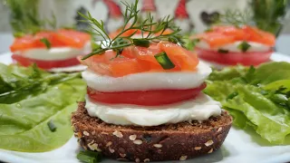 Канапки з слабосоленою сьомгою та моцарелою! / Canapes with lightly salted salmon and mozzarella!