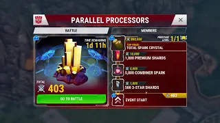 [*/*] Transformers: Earth Wars - PARALLEL PROCESSORS - Total 403 Battle Points