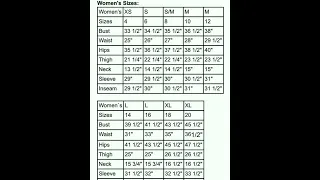 Perfect cutting size for women. Perfect size chart for women's.