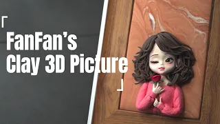 make a girl picture with air dry foam clay tutorial  / polymer clay / Doll / clay art #shorts