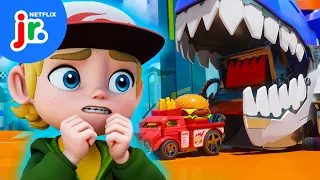 Ultimate T-Rex Transporter Takeover! 🦖💥 Hot Wheels Let's Race | Netflix Jr