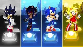 Dark Sonic 🆚 Muscular Sonic 🆚 Super Amy Rose 🆚 Sonic exe | Sonic Tiles Hop EDM Rush