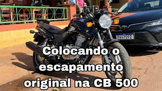 Colocando o escapamento original na Cb 500 Carburada 1998 a 2005