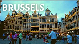 Brussels Belgium evening walk. Walking tour in 4k. Sept. 2022