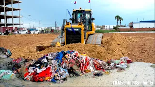 Incredible Project Clearing Forest & Removal Trash Using Expert Dozer SHANTUI DH17C2 Pushing Soil