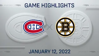 NHL Highlights | Canadiens vs. Bruins - Jan. 12, 2022