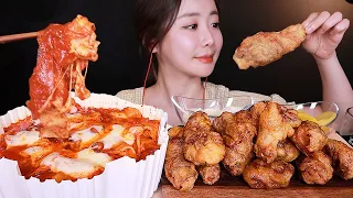 엽떡 중국당면 허니콤보 먹방! Mukbang ASMR SPICY TTEOKBOKKI & SWEET FRIED CHICKEN Eating Sounds