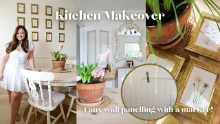 Faux beadboard panelling with a marker! floral gallery wall & more, - Cottage Kitchen Makeover