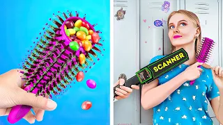 GRIGNOTE EN DOUCE À L'ÉCOLE ! || Astuces Pour Introduire Des Bonbons En Cachette par 123 Go LIKE!