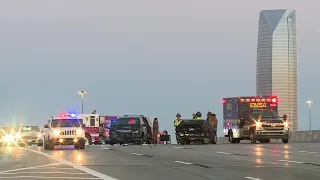 Crash involving multiple vehicles causing traffic slowdown on I-40 in OKC