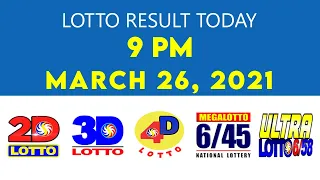 Lotto Result Today March 26 2021 9pm Ez2 Swertres 2D 3D 4D 6/45 6/58 PCSO