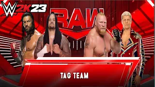 WWE- Roman Reigns & Solo Sikoa Vs. Brock Lesnar & Cody Rhodes | WWE 2K23 Gameplay | #wwe #wweraw