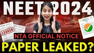 NEET 2024 Paper Leaked Reality | NTA Official Notice #neet #neet2024 #update