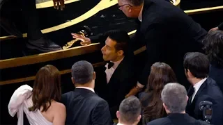 Rami Malek Falls Off Stage After Best Actor Win #Oscars2019