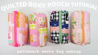 Quilted Boxy Pouch - easy tutorial and sewing pattern