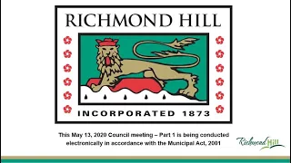 Council Meeting - May 13, 2020 (9:30AM) - City of Richmond Hill