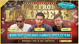 Andy, Nik Airball & Wesley Play $25/50/100!! Commentary by David Tuchman