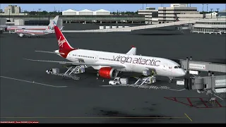 London Heathrow Intl (EGLL) to Miami Intl (KMIA) FSX QW Virgin Atlantic B787-9 Wing View