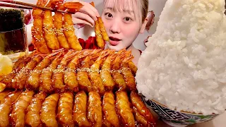 ASMR Spicy Raw Shrimp Sashimi【Mukbang/ Eating Sounds】【English subtitles】