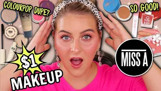 FULL FACE of $1 Makeup.... I'm shocked! // Shop Miss A Try-On Haul