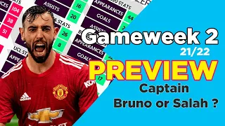 Gameweek 2 Preview [All You Need To Know] ⚽ FPL 21/22