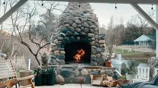 Giant Outdoor Stone Fireplace Build | DIY