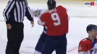 Brian Boyle and Mikhail Sergachev drop the gloves