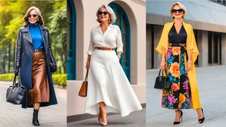 Stylish Maxi Skirt Outfit Ideas for Mature Women - Look Classy and Elegant for Women Over 60!