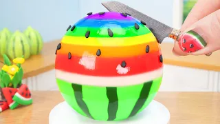 🍉Watermelon Rainbow Jelly  🌈 Fresh Miniature Watermelon Rainbow Jelly Decorating Recipe