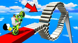 SHINCHAN AND FRANKLIN TRIED IMPOSSIBLE ROUND WEIRD PIPE BRIDGE PARKOUR CHALLENGE GTA 5