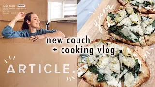 our new couch + cooking artichoke spinach pizza | XO, MaCenna Vlogs