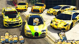 GTA 5 - Stealing MINION MOVIE Vehicles with Franklin! | (GTA V Real Life Cars #118)