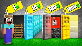 WHICH RAREST DOOR WILL NOOB BOUGHT FOR 1$ VS 10$ VS 100$ VS 1000$? in Minecraft Battle