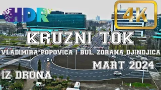 Snimak iz drona - Završen kružni tok u Vladimira Popovića i produžetak Bul. Zorana Đinđića HDR 4K