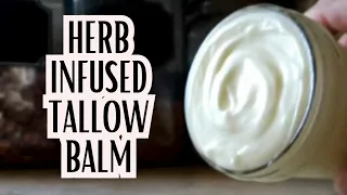 How To Make Herb Infused Tallow Balm | DIY whipped tallow body butter | Tallow skin care | plantain